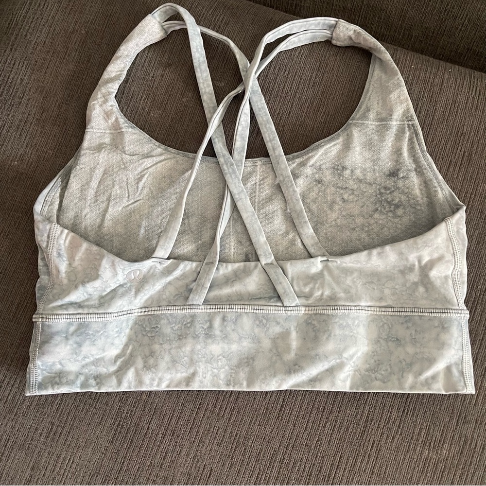 Lululemon Energy Bra Long Line Sports Bra City Grit White Blur Fog - Size 8 - Picture 2 of 3